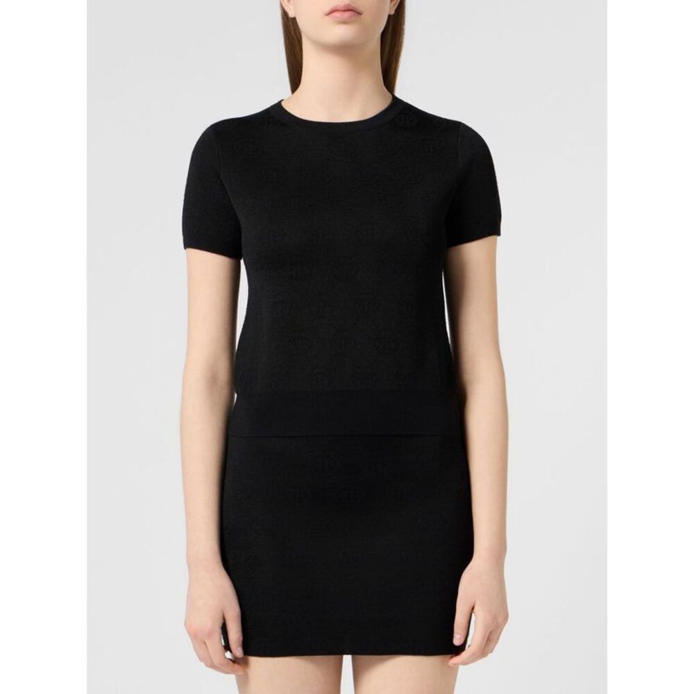 Philipp Plein Women Jersey T-Shirt Philipp Plein With Jacquard Hexagon Logo